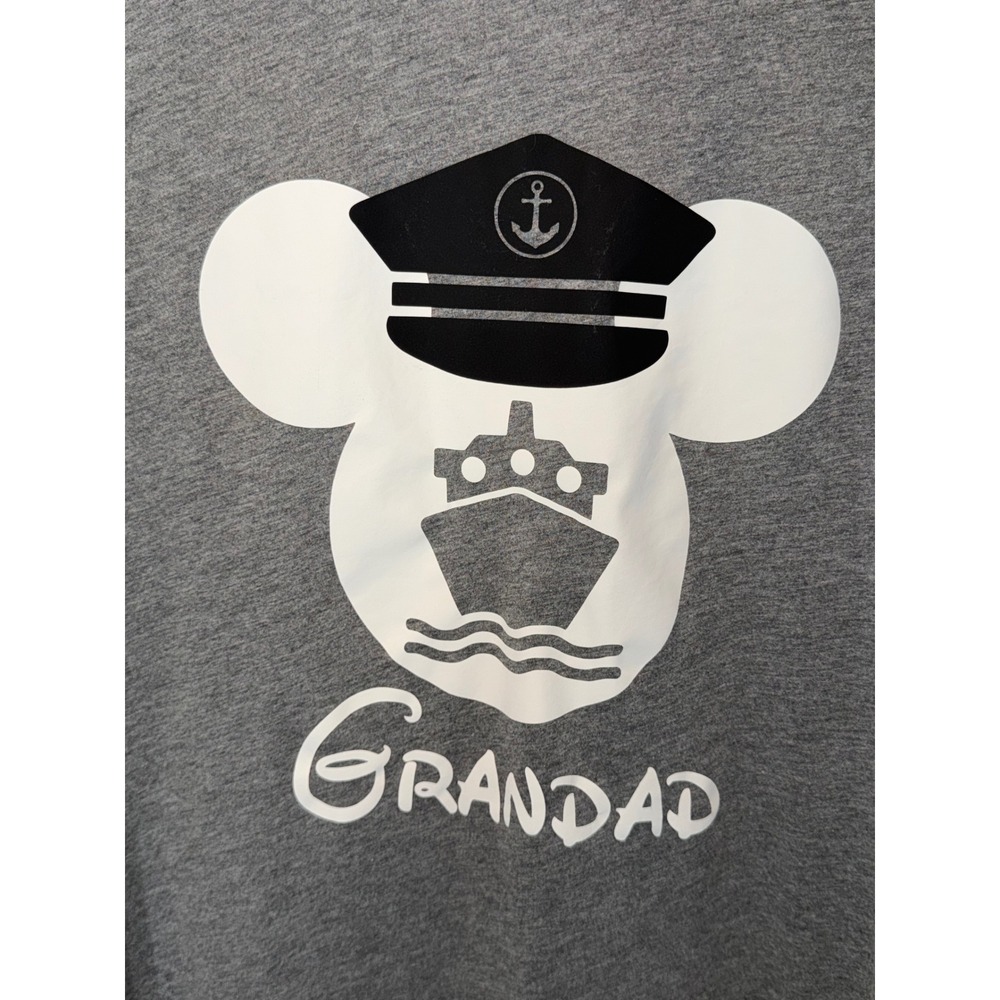 Bella Canvas Mens XL Mickey Mouse Cruise Ship Grandad Graphic T-Shirt Gray